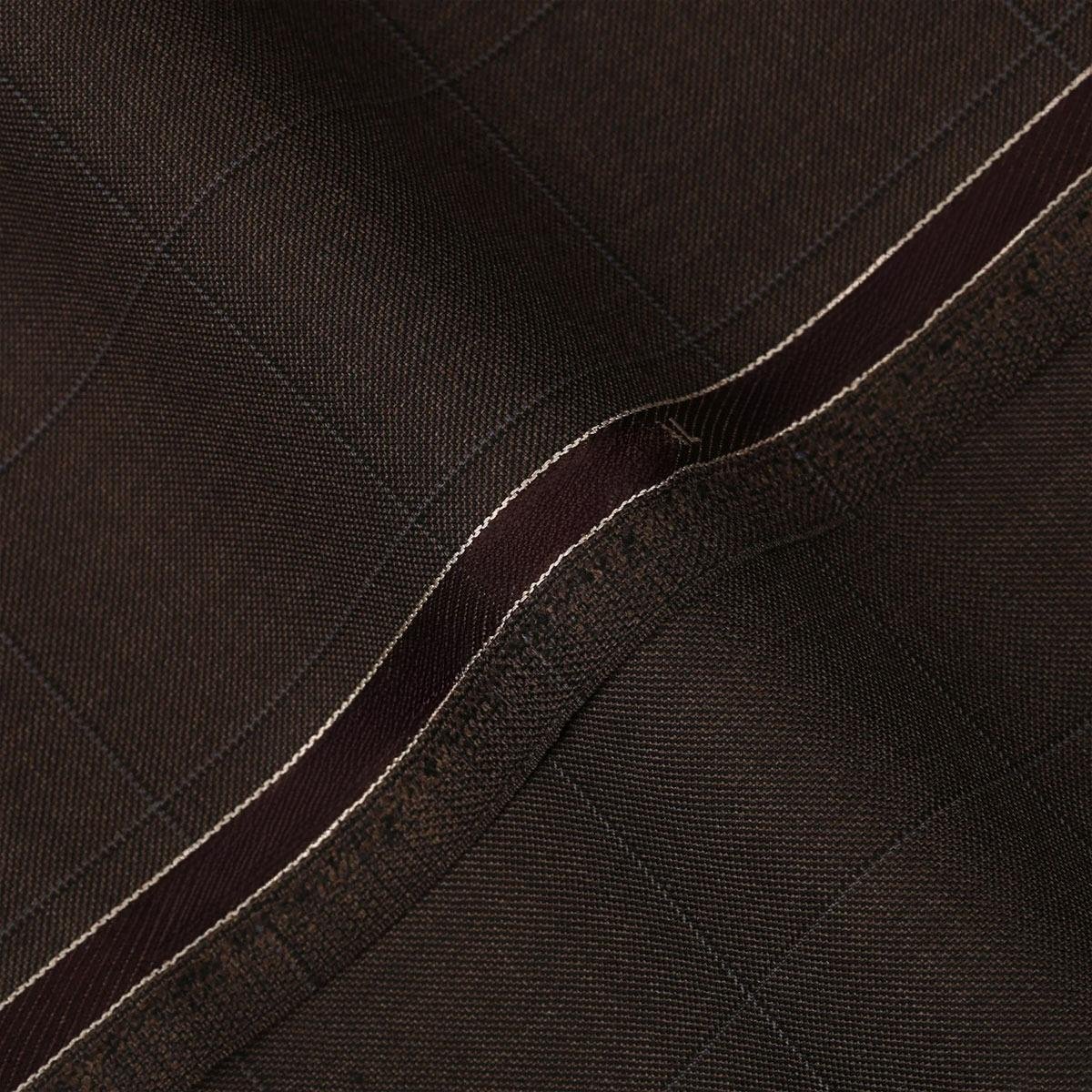 07.jpg Windowpane Checks-Umber Brown, Wool Blend, Tropical Exclusive Suiting Fabric - Image 1