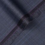 Glen Plaid Checks-Lapis Blue, Ivory Premium Wool Rich Suiting Fabric