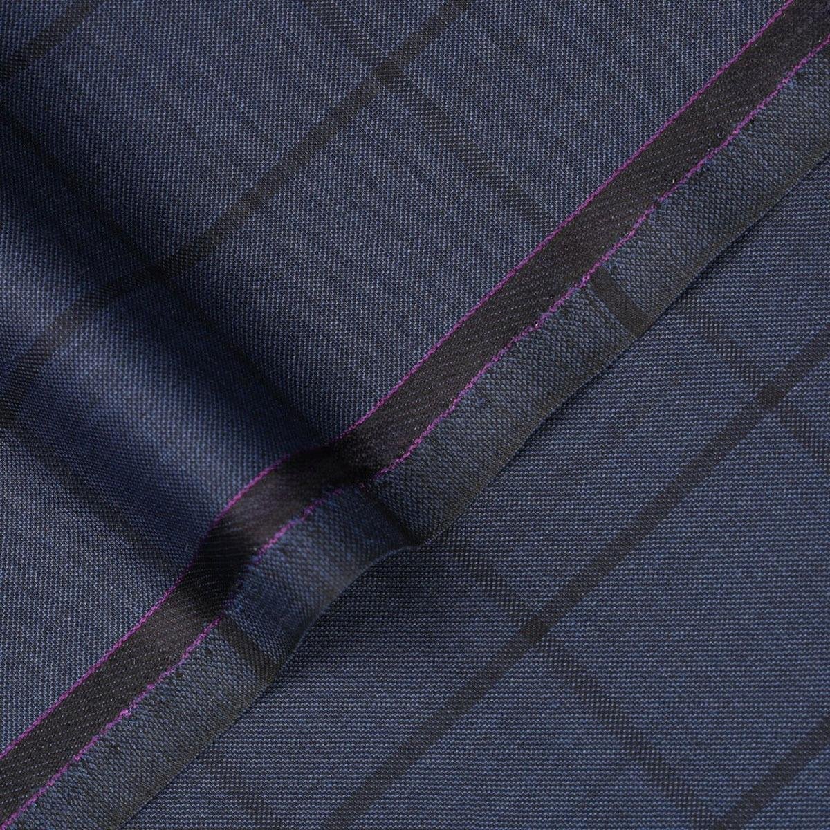 5-edit-1.jpg Windowpane Checks-Admiral Blue, Ivory Premium Wool Rich Suiting Fabric - Image 1