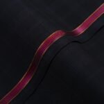 Windowpane Checks-Navy Blue, Wool Blend, Featherlight Suiting Fabric