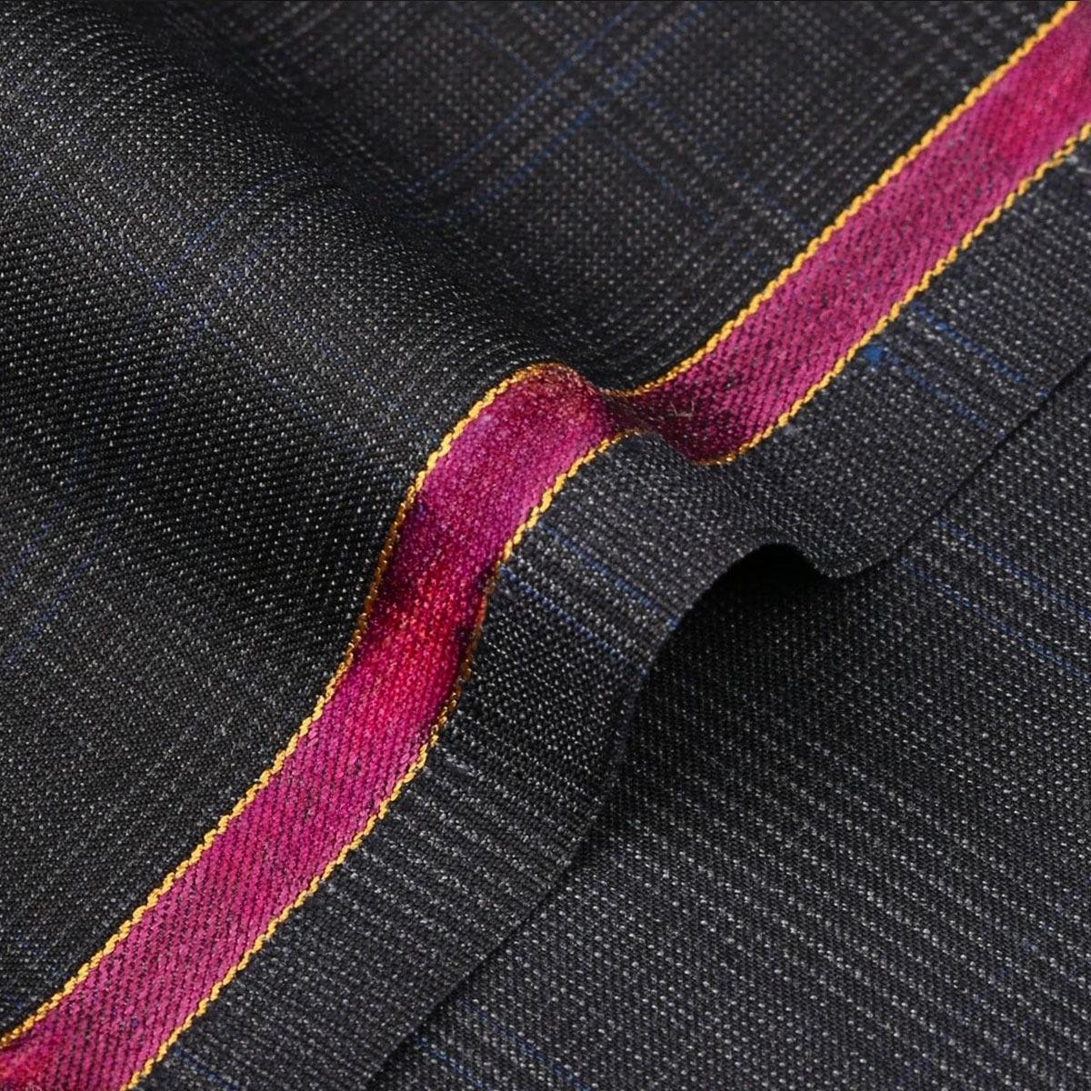 9-1.jpg Glen Plaid Checks-Midnight Blue, Featherlight Wool Blend / Poly Wool Suiting Fabric - Image 1